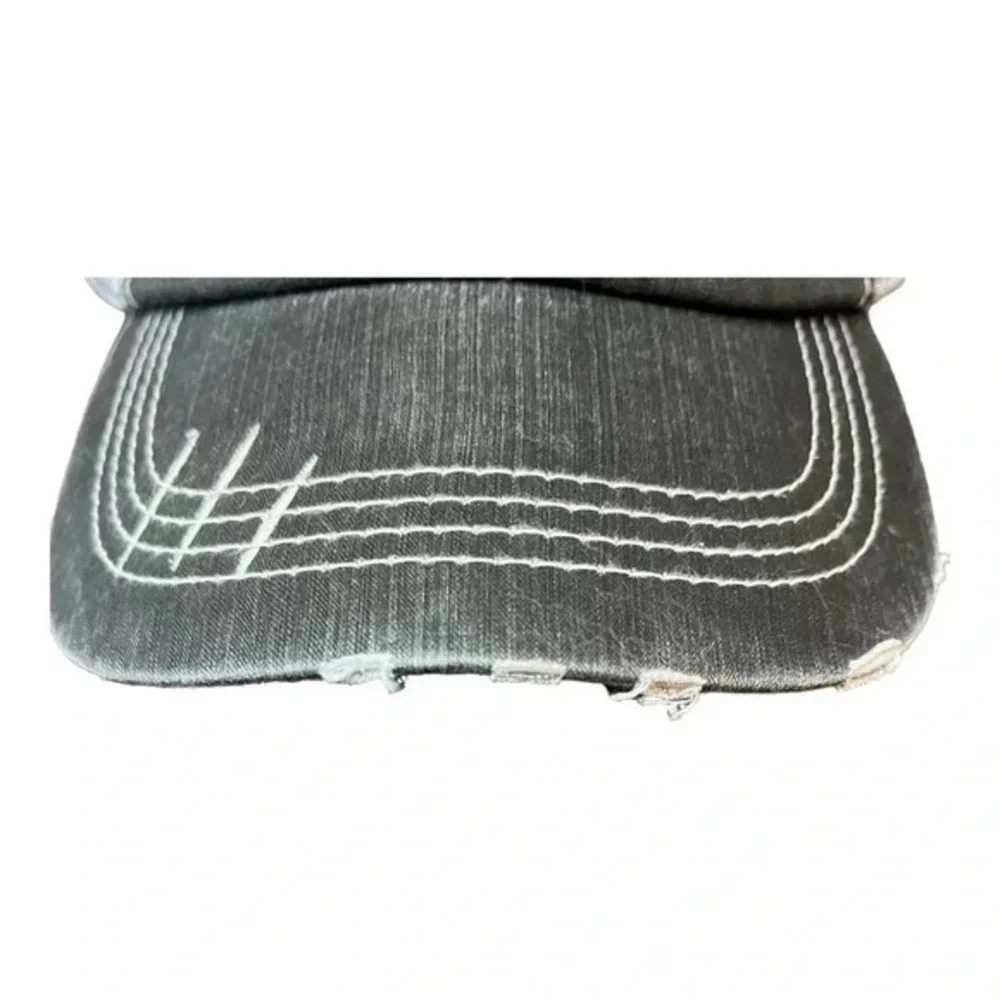 Georgia State Patch Trucker Hat Unisex OSFM Gray Distressed Mesh Cap‎